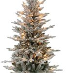 Puleo International 4.5 Foot Pre-Lit Potted Flocked Arctic Fir Artificial Christmas Tree with 70 UL-Listed Clear Lights