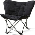 Mirco Suede Fabric Butterfly Folding Chair (Color : Black)